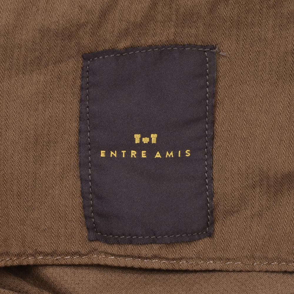 アントレアミENTREAMIS細畝コーデュロイパンツメンズコットンスラックス8188モデルブラウン茶スリムテーパードガーメントダイアイコンパッチ国内正規品でらでら公式ブランド