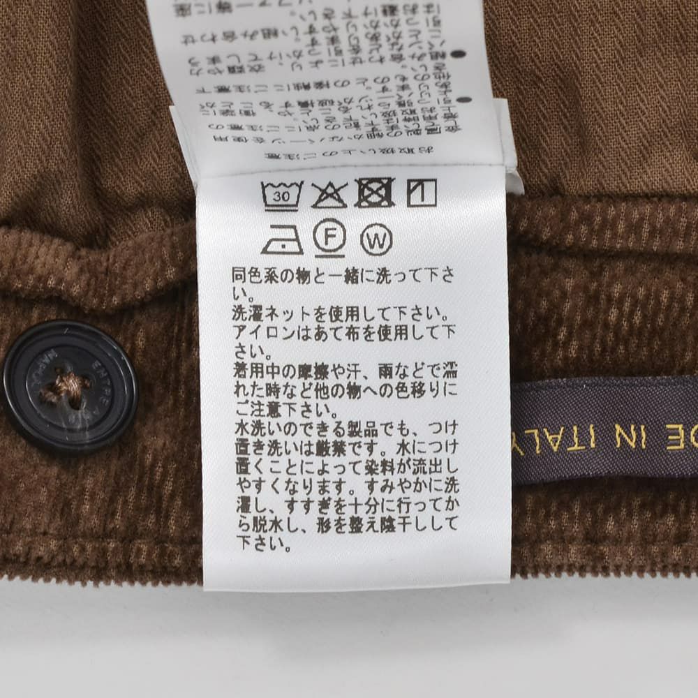 アントレアミENTREAMIS細畝コーデュロイパンツメンズコットンスラックス8188モデルブラウン茶スリムテーパードガーメントダイアイコンパッチ国内正規品でらでら公式ブランド