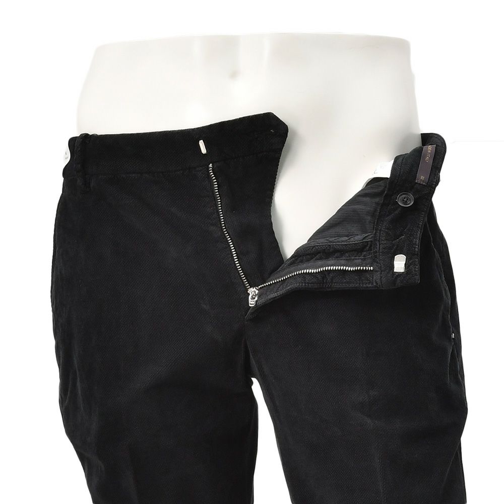 アントレアミENTREAMIS細畝コーデュロイパンツメンズコットンスラックス8188モデルブラック黒スリムテーパードガーメントダイアイコンパッチ国内正規品でらでら公式ブランド