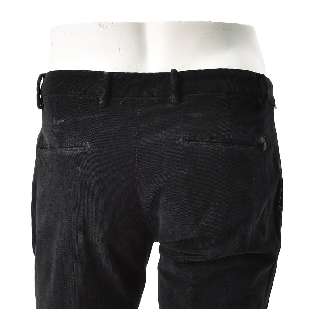 アントレアミENTREAMIS細畝コーデュロイパンツメンズコットンスラックス8188モデルブラック黒スリムテーパードガーメントダイアイコンパッチ国内正規品でらでら公式ブランド