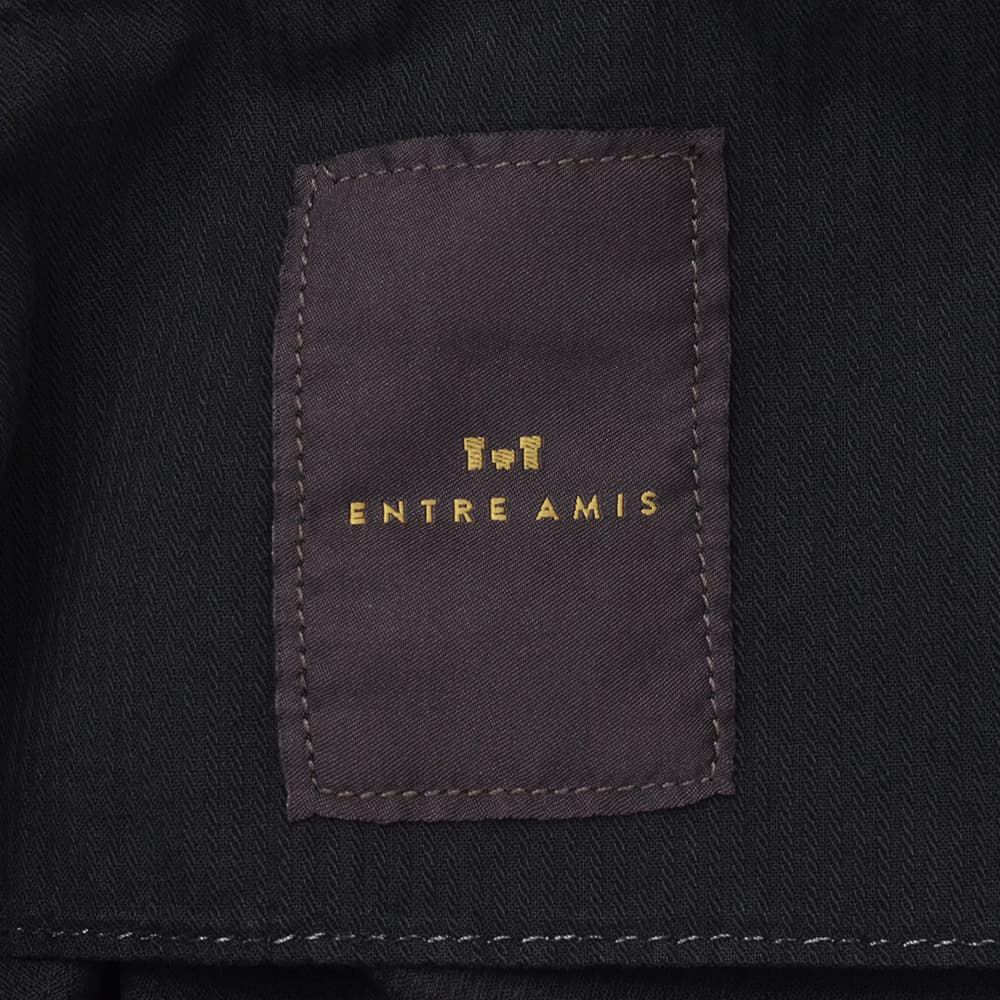 アントレアミENTREAMIS細畝コーデュロイパンツメンズコットンスラックス8188モデルブラック黒スリムテーパードガーメントダイアイコンパッチ国内正規品でらでら公式ブランド