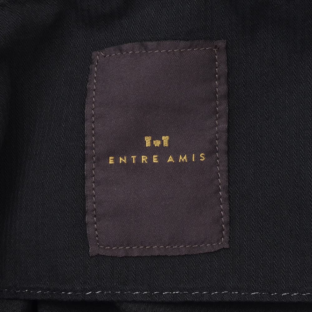 アントレアミENTREAMIS細畝コーデュロイパンツメンズコットンスラックス8188モデルブラック黒スリムテーパードガーメントダイアイコンパッチ国内正規品でらでら公式ブランド