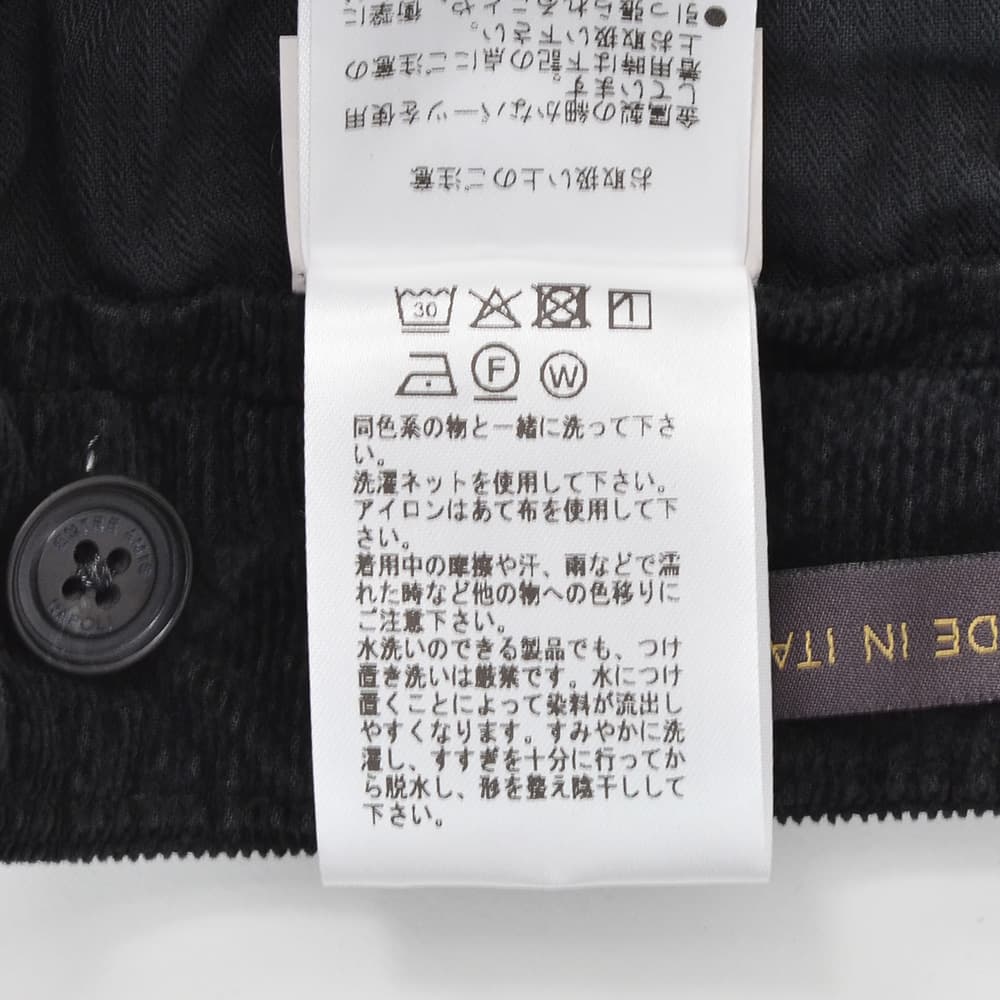 アントレアミENTREAMIS細畝コーデュロイパンツメンズコットンスラックス8188モデルブラック黒スリムテーパードガーメントダイアイコンパッチ国内正規品でらでら公式ブランド