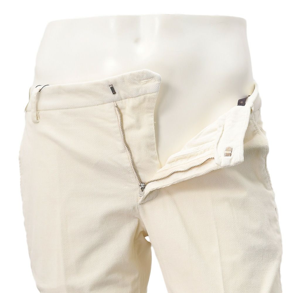 アントレアミENTREAMIS細畝コーデュロイパンツメンズコットンスラックス8188モデルオフホワイト白スリムテーパードガーメントダイアイコンパッチ国内正規品でらでら公式ブランド