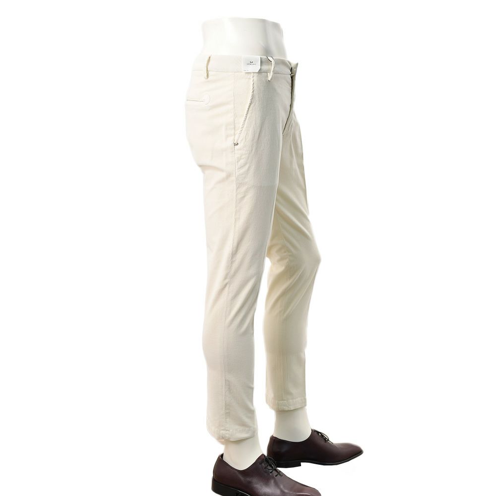 アントレアミENTREAMIS細畝コーデュロイパンツメンズコットンスラックス8188モデルオフホワイト白スリムテーパードガーメントダイアイコンパッチ国内正規品でらでら公式ブランド