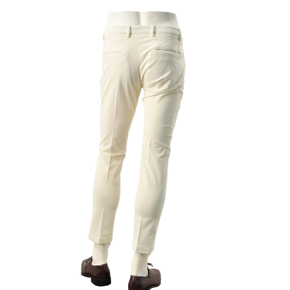 アントレアミENTREAMIS細畝コーデュロイパンツメンズコットンスラックス8188モデルオフホワイト白スリムテーパードガーメントダイアイコンパッチ国内正規品でらでら公式ブランド