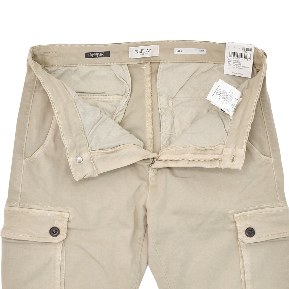 リプレイREPLAYカーゴパンツメンズストレッチパンツJAANモデルHyperflexハイパーフレックスシリーズグレージュ10.5オンススリムフィット国内正規品でらでら公式ブランド