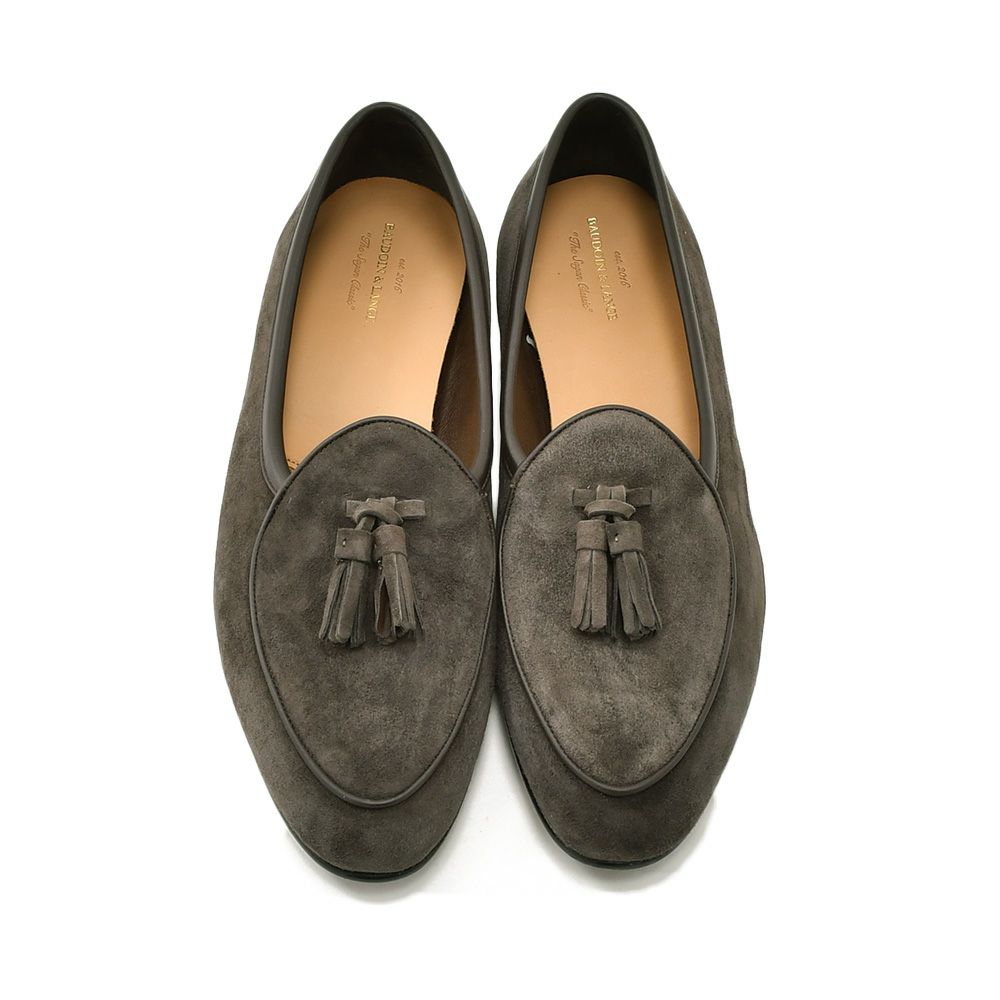 ボードインアンドランジBAUDOIN&LANGEタッセルローファーメンズベルジャンシューズSaganモデルClassicTasselsグレースエードレザーラバーソール国内正規品でらでら公式ブランド