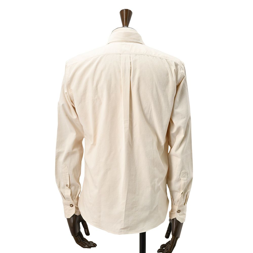 ジャンネットGIANNETTOサファリシャツメンズ長袖シャツALPHAアルファモデル細畝コーデュロイ生地アイボリー白リラックスシルエットセミワイドカラーイタリア製国内正規品でらでら公式ブランド