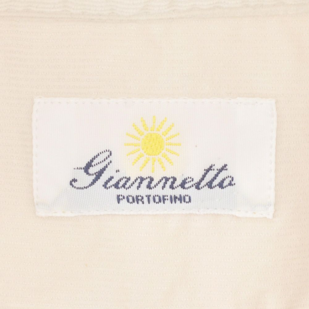 ジャンネットGIANNETTOサファリシャツメンズ長袖シャツALPHAアルファモデル細畝コーデュロイ生地アイボリー白リラックスシルエットセミワイドカラーイタリア製国内正規品でらでら公式ブランド