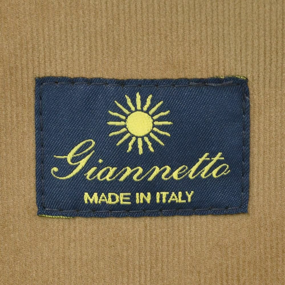 ジャンネットGIANNETTOシャツジャケットメンズCORALLOコラッロシリーズ細畝コーデュロイ生地ブラウン茶シングル2つ釦背抜き仕様イタリア製国内正規品でらでら公式ブランド