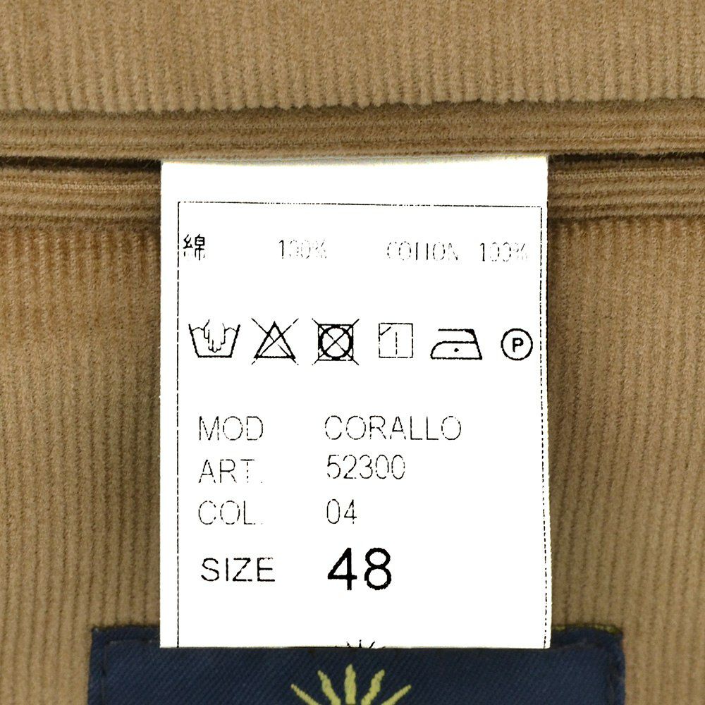 ジャンネットGIANNETTOシャツジャケットメンズCORALLOコラッロシリーズ細畝コーデュロイ生地ブラウン茶シングル2つ釦背抜き仕様イタリア製国内正規品でらでら公式ブランド