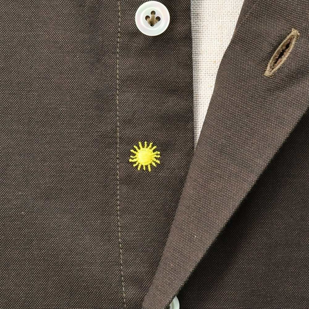 ジャンネットGIANNETTO長袖シャツメンズカラーシャンブレー生地コットン100％ヴィンチフィットVINCIFITブラウン茶ホリゾンタル襟イタリア製国内正規品でらでら公式ブランド