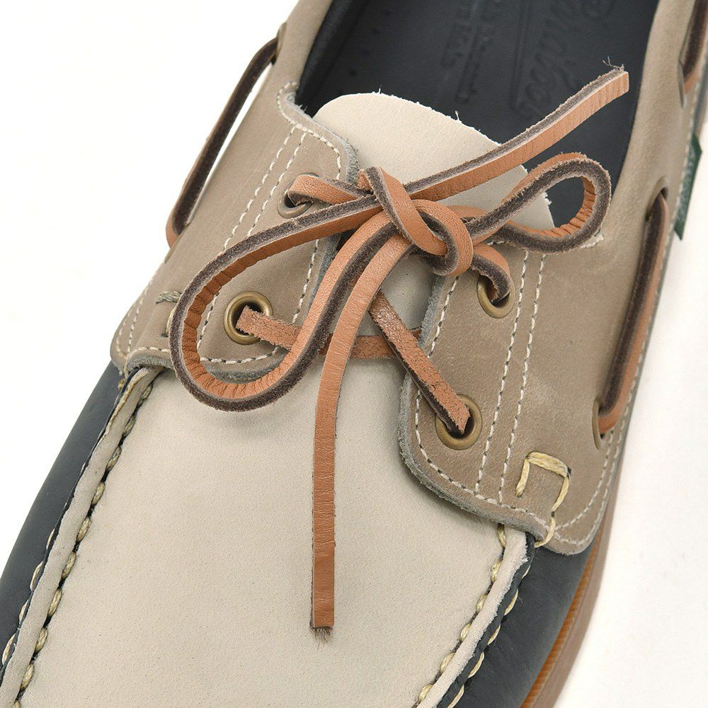 パラブーツPARABOOTデッキシューズメンズBARTHバースネイビー×クリーム×グレーMARINEソールヌバックレザーパッチワークデザインスリッポン国内正規品でらでら公式ブランド