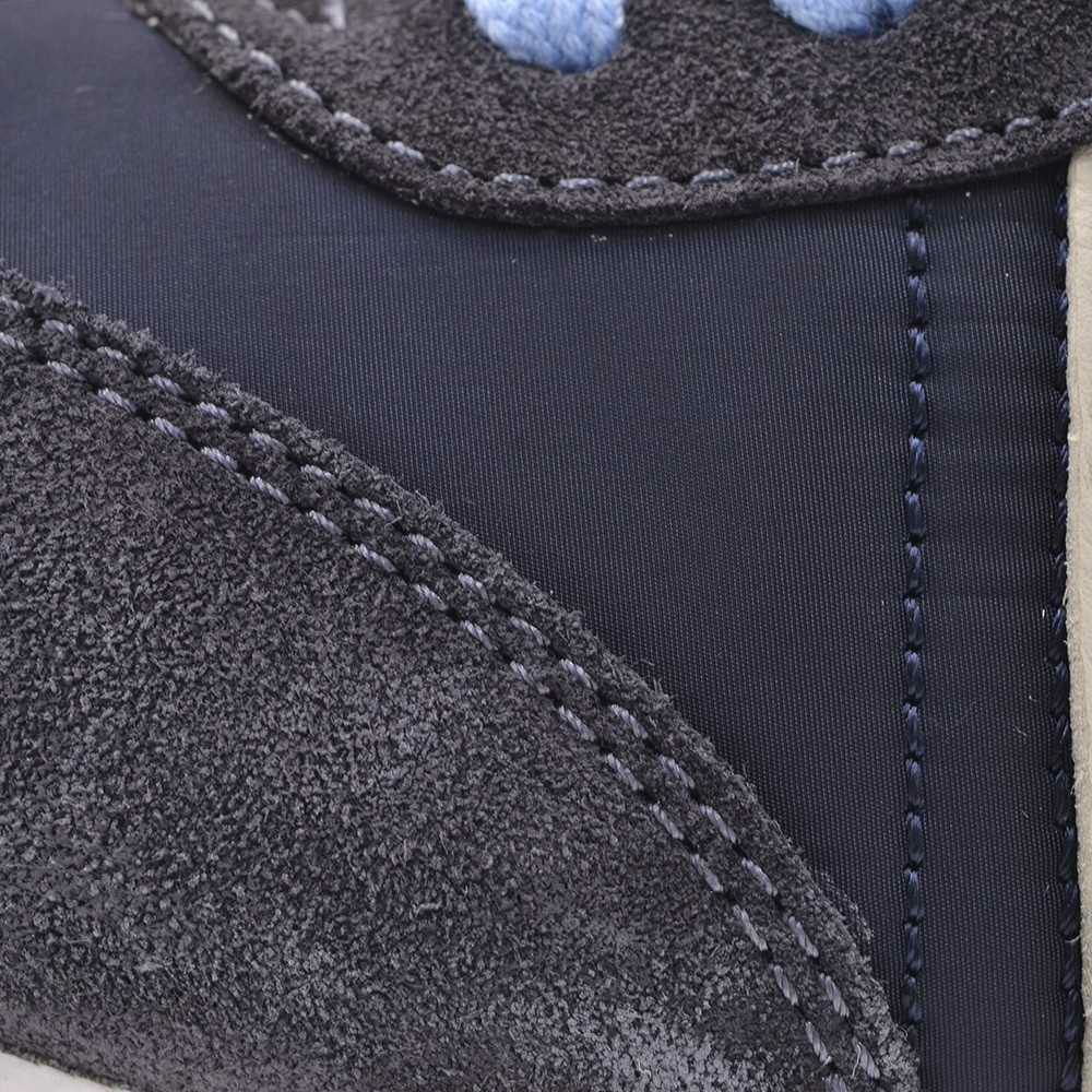 プレミアータホワイトPREMIATAWHITEルーシーLUCYネイビー＆ライトグレー踵と靴紐ナイロンコンビレザースニーカー18春夏