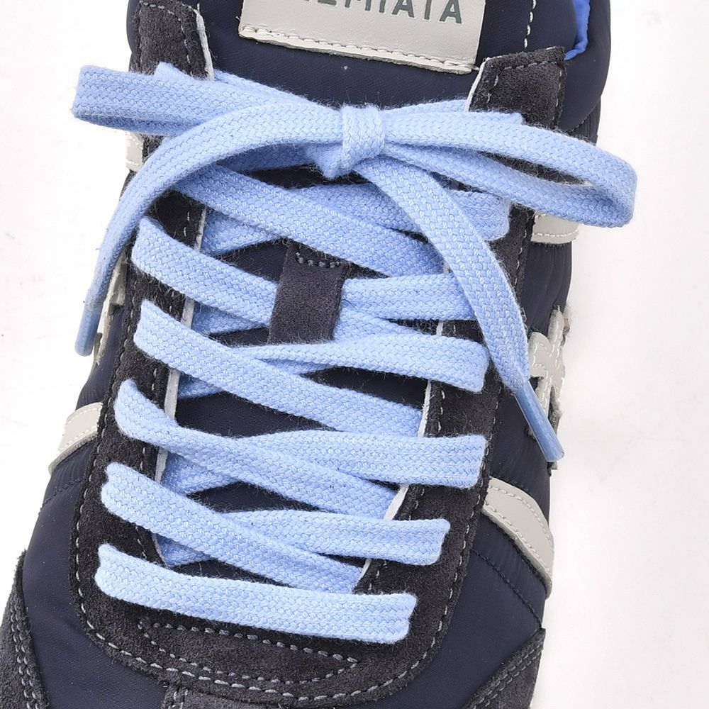 プレミアータホワイトPREMIATAWHITEルーシーLUCYネイビー＆ライトグレー踵と靴紐ナイロンコンビレザースニーカー18春夏